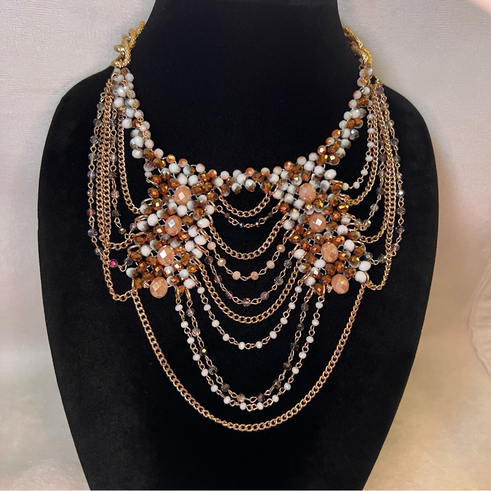 Leslie Danzis Gold Tone Multi-Strand Statement Necklace